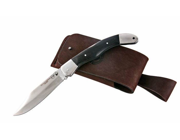 Складной нож ручной работы Шмель малый из стали кованой 95Х18, рукоять черный граб