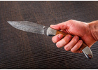 Складной нож ручной работы Шмель малый из стали кованой Дамаск, рукоять сапеле