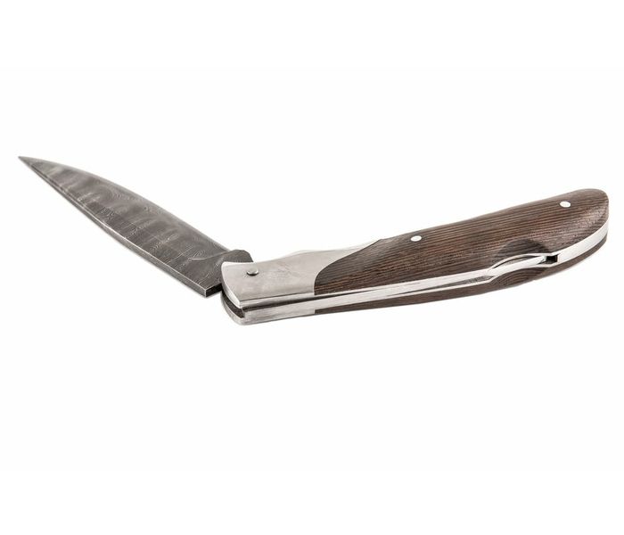 Складной нож ручной работы Скат-1 из стали дамаск рукоять венге