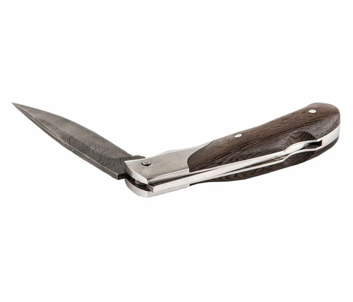 Складной нож ручной работы Скат из стали дамаск рукоять венге