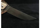 Складной нож ручной работы 'Хан' из стали Булат, рукоять карельская береза