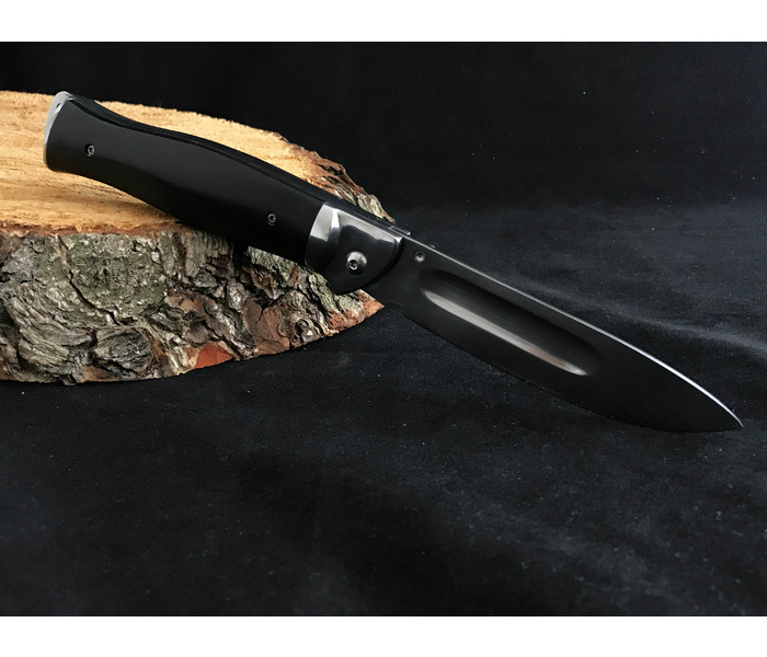 Складной нож Якутский Кабан из стали Х12МФ, рукоять черный граб