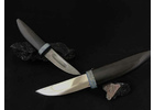 Якутский нож 'Клык большой' с двумя клинками из стали кованой 110Х18, дамаск рукоять черный граб, ножны черный граб
