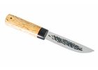 Якутский нож ручной работы большой из стали кованой 95х18, дол, рукоять кар. береза, граб