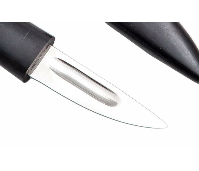 Якутский нож ручной работы 'Клык малый' из стали кованой 95Х18 рукоять черный граб, ножны черный граб