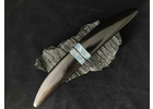 Якутский нож ручной работы 'Клык малый' с двумя лезвиями из стали кованой 110Х18, дамаск рукоять и ножны черный граб