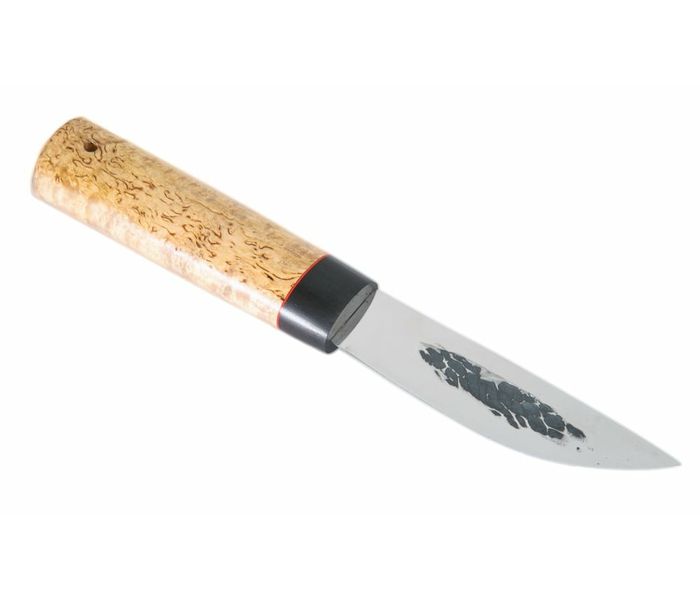 Якутский нож ручной работы малый из стали кованой 95х18, дол, рукоять кар. береза, граб