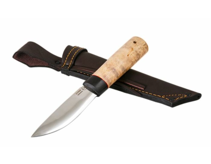 Якутский нож ручной работы малый из стали кованой Х12МФ, дол, рукоять кар. береза, граб