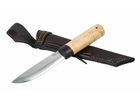 Якутский нож средний: сталь кованая 95х18, дол, рукоять кар. береза, граб