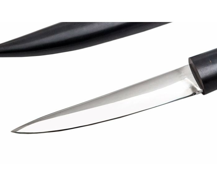 Якутский ножа ручной работы 'Клык большой' из стали кованой 95Х18 рукоять черный граб, ножны черный граб