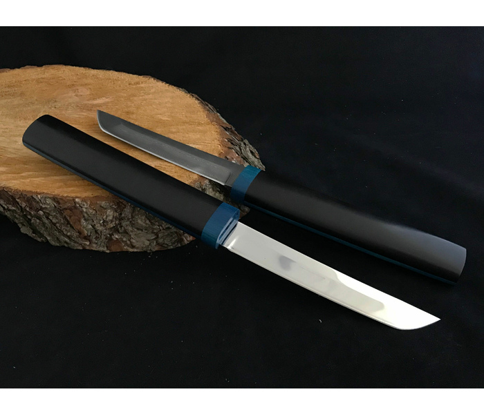 Японский меч 'Катана' 2в1 сталь Дамаск и 110х18, черный граб