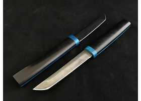 Японский меч 'Катана' 2в1 сталь Дамаск и 110х18, черный граб