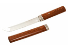Японский нож 'Танто-Ширасайи' сталь М390, рукоять,ножны-лайсвуд